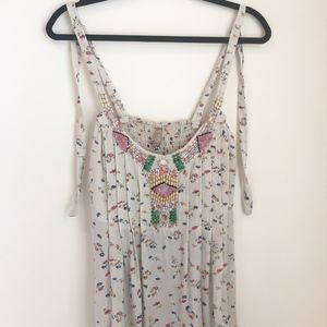 FREE PEOPLE flowy floral top, hand-beaded, Small